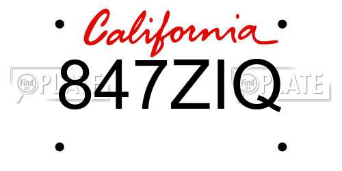 847ZIQ California License Plate