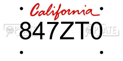847ZT0 California License Plate