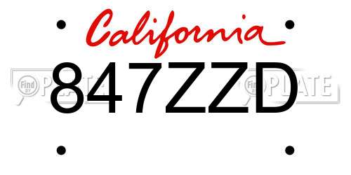 847ZZD California License Plate