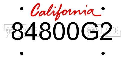84800G2 California License Plate