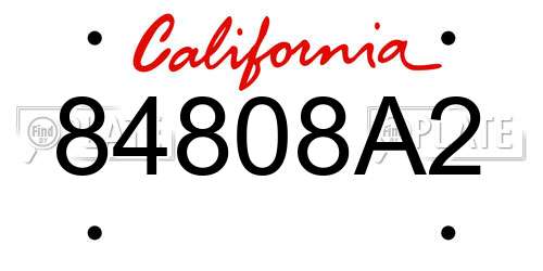 84808A2 California License Plate