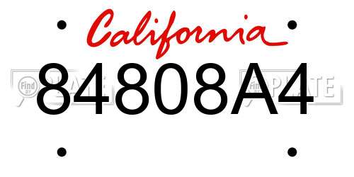 84808A4 California License Plate