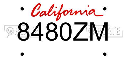 8480ZM California License Plate