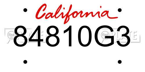 84810G3 California License Plate