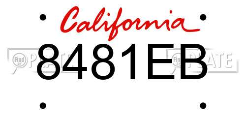 8481EB California License Plate