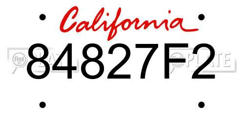 84827F2 California License Plate