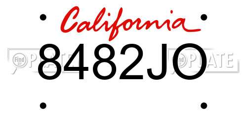 8482JO California License Plate