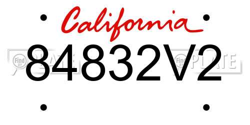 84832V2 California License Plate
