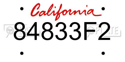 84833F2 California License Plate