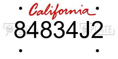 84834J2 California License Plate
