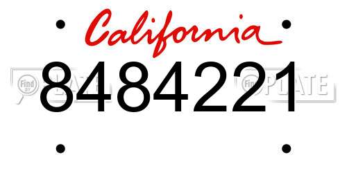 8484221 California License Plate