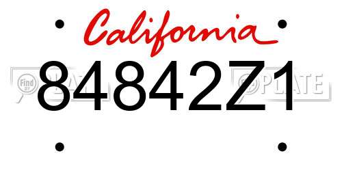 84842Z1 California License Plate