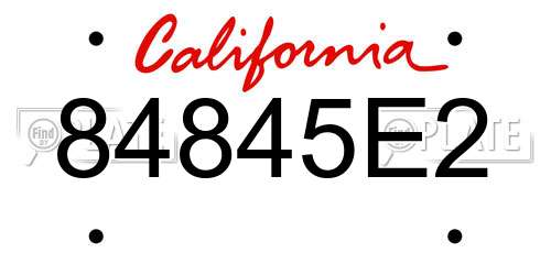 84845E2 California License Plate