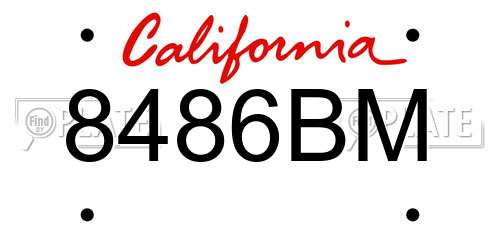 8486BM California License Plate