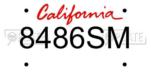 8486SM California License Plate