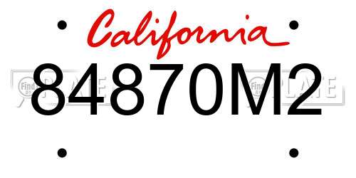 84870M2 California License Plate