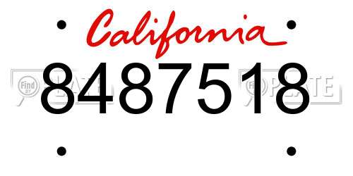 8487518 California License Plate