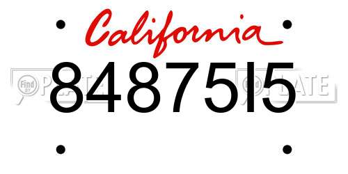 84875I5 California License Plate