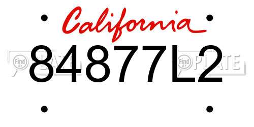 84877L2 California License Plate