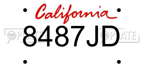 8487JD California License Plate
