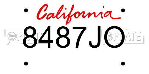 8487JO California License Plate