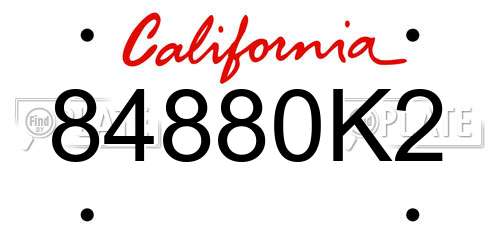 84880K2 California License Plate