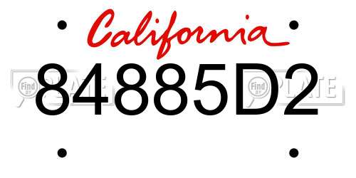 84885D2 California License Plate