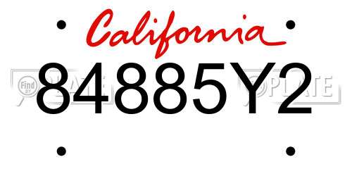84885Y2 California License Plate