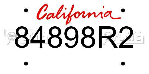 84898R2 California License Plate