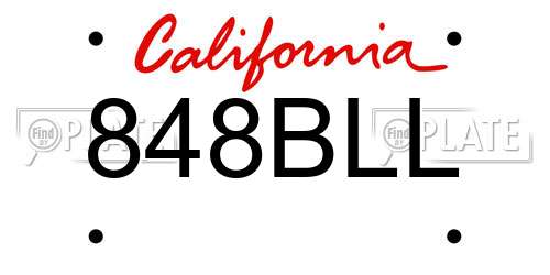 848BLL California License Plate