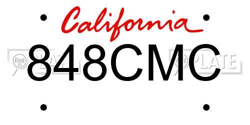 848CMC California License Plate