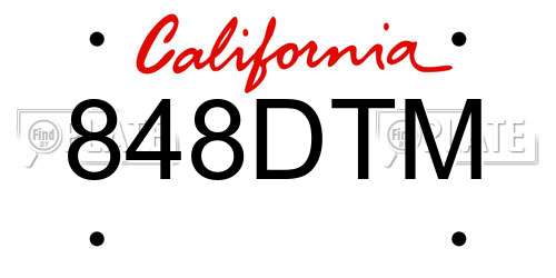848DTM California License Plate