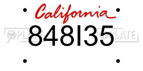 848I35 California License Plate