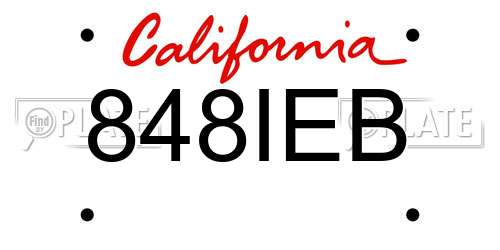 848IEB California License Plate