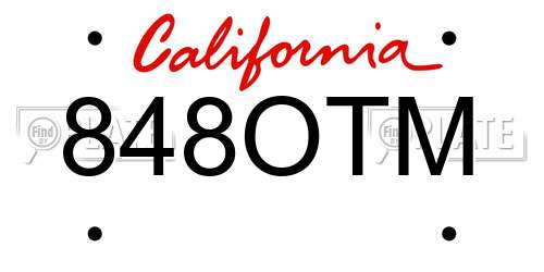 848OTM California License Plate
