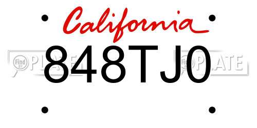 848TJ0 California License Plate