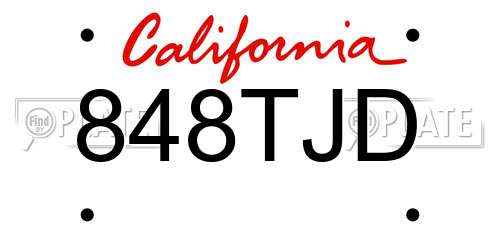 848TJD California License Plate