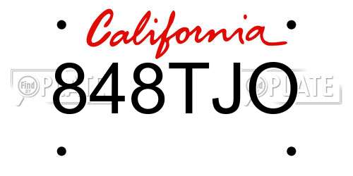 848TJO California License Plate