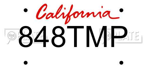 848TMP California License Plate
