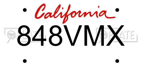 848VMX California License Plate
