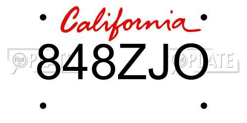 848ZJO California License Plate
