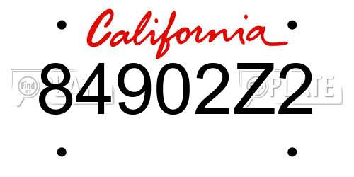 84902Z2 California License Plate