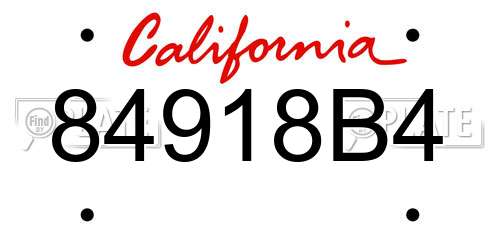 84918B4 California License Plate