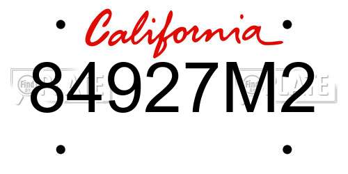 84927M2 California License Plate