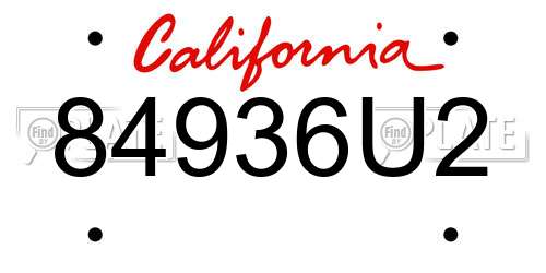 84936U2 California License Plate