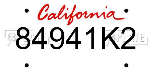 84941K2 California License Plate
