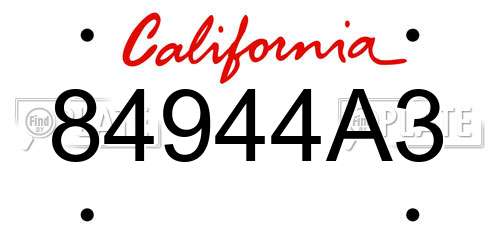 84944A3 California License Plate