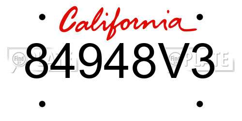 84948V3 California License Plate