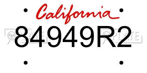 84949R2 California License Plate