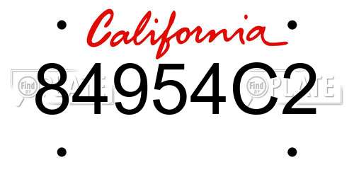 84954C2 California License Plate